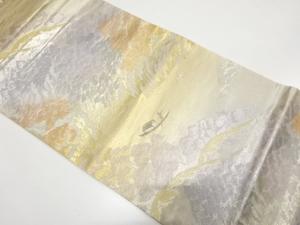 プラチナ二重箔　川下り模様織り出し　袋帯